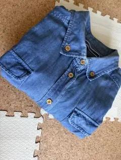 薄手デニムシャツワンピース(ミニ丈)