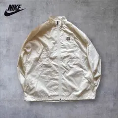 【O28】NIKEナイキナイロンジャケットM刺繍スウッシュホワイトドローコード付