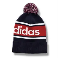 【00s】adidas ニット帽　ビーニー　ポンポン付き