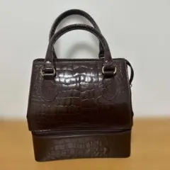 ダークブラウン クロコダイル風 ハンドバッグ