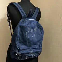 値下　花柄刺繍 デニムリュック バックパック　リュック　ハンドメイド　子供　大人のサムネイル