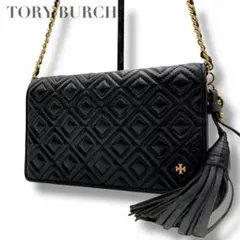 美品✨トリーバーチ ショルダーバッグ キルティング タッセル レザー ブラック