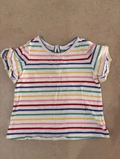 マルチカラー ボーダー フリル袖 Tシャツのサムネイル