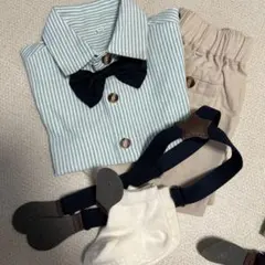 【週末限定値下】フォーマルセット80cm 緑色ストライプ