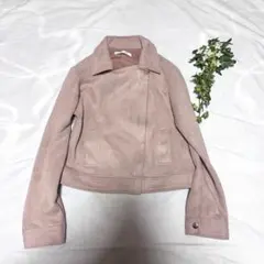 CECIL McBEE ピンク スエード風 ライダースジャケット