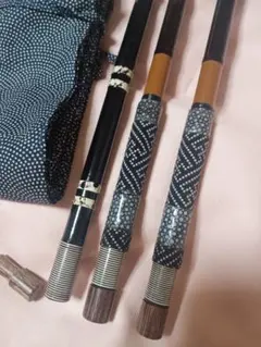 カーボン総塗り竿掛け二本物鮫皮&綾形カスタム玉ノ柄セット・へら竿・へら鮒・竿掛 カーボン竿掛け二本物総塗り笛巻き鮫皮&綾形カスタム・へら竿・へら鮒