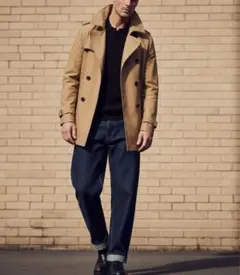 【美品】BEAUTY&YOUTH 定番ダブル ハーフコート ベージュ