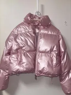 ピンク クロップドダウンジャケット