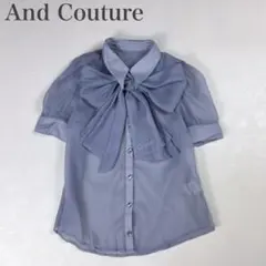 アンドクチュール 美品 25SS バタフライリボンシアーブラウス 刺繍 ボウタイのサムネイル