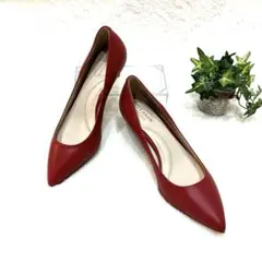 未使用✨コールハーン パンプス 赤 レザー ポインテッドトゥ サイズ5 1/2