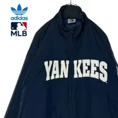 USA古着アディダスMLBヤンキース ウォームアップジャケット紺 2XLブルゾン
