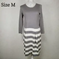 【人気】 グリーンレーベルリラクシング 切替ニットワンピース M 美シルエット