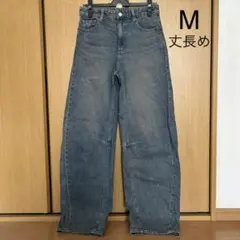 GU バレルレッグジーンズ ブルー M（丈長め81.0cm)