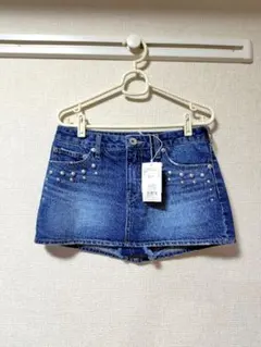 ジェイダ スタッズデザイン ミニスカートライクデニムショートパンツ