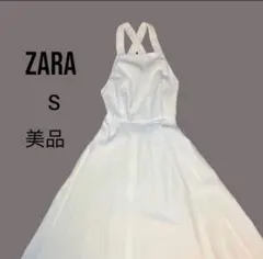 美品 ザラ ワンピース 白 ロングワンピース 肩紐