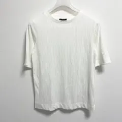 COMME CA ISM 5分袖 リブカットソー ホワイト サイズ11