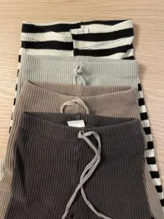 p*u様 de marvi リブ編みドローストリングパンツ 4色セット