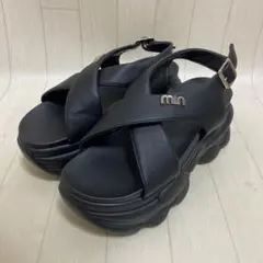 GRL メタルロゴクロスストラップ厚底サンダル