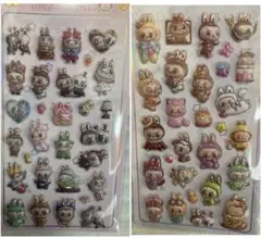 259.ぷっくりドロップ3D立体プチデコレーションボンボンラブブシール2枚