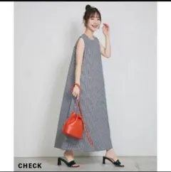 basement online バックDカンワンピースチェック柄ノースリーブ