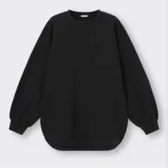 ☆未使用☆ＧＵミニ裏毛オーバーサイズT(長袖) 【S】ブラック