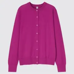ユニクロ★UNIQLO UVカットクルーネックカーディガンピンクM