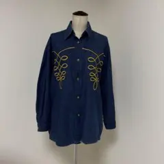 MOSCHINO モスキーノジーンズ　デニムシャツ　刺繍　ゴールド　コットンのサムネイル