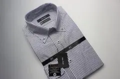 M(39-82)BDワイシャツ　超形態安定・ストレッチ　綿98％　薄紺ストライプ