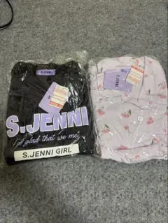 S.JENNI パジャマセット 黒・チェリー柄