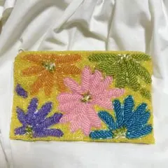 新品未使用⭐︎花柄ビーズ刺繍ポーチ⭐︎LAインポート