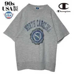 90sヴィンテージUSA製 チャンピオン 半袖スウェット グレーM カレッジロゴ