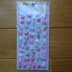 カラフルキャラクター立体シール　ぷくぷくシール　うさぎ　ピンク