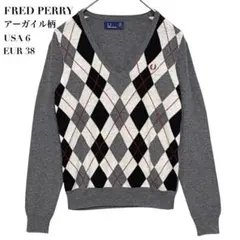 美品✨FRED PERRY フレッドペリー ニット セーター ロゴ アーガイル
