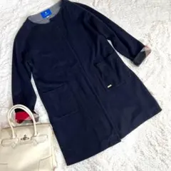 BURBERRY BLUE LABEL ノーカラーコート　ネイビー　38 L