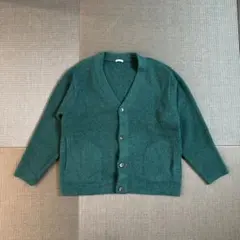 GU ジーユー　ブラッシュドヤーンカーディガン　モヘア風　Vネック　緑　古着