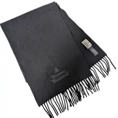 美品 Vivienne Westwood ヴィヴィアン マフラー 黒 刺繍ロゴ