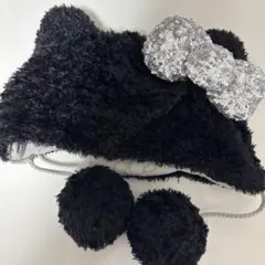 ハローキティ ファンキャップ USJ 黒 ボンボン