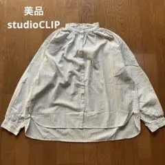 美品　studio CLIIP オーバーブラウス　ストライプ　サイズL