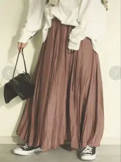 Ungrid ソフトリンクルサテンマキシスカート パープル