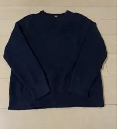UNIQLOウォッシャブルミラノリブクルーネックセーター ネイビー　M
