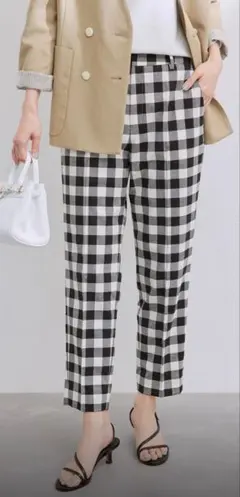 ロペ　ピンタックシガレットパンツ　ギンガムチェック