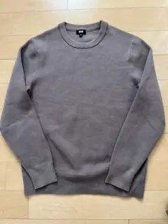 ユニクロ　ウォッシャブルストレッチミラノリブクルーネックセーター　グレーM