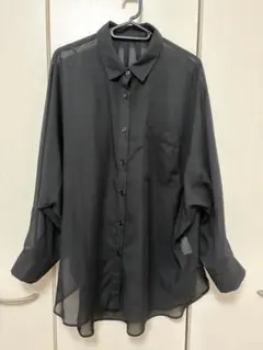 LOWRYSFARM シースルーブラックボタンアップシャツ