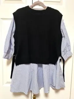 INGNI(イング) レイヤードニットベストSET サイズM ストライプ　春　黒