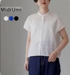 25SS MIDIUMI（ミディウミ） ドット ワイドシャツ プルオーバー 白