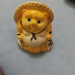 黄色　狸 置物 昭和レトロ