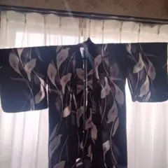 黒紫花柄 浴衣単品