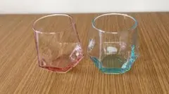 八角形ガラスロックグラス2個セット
