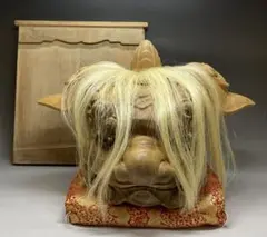 井波彫刻　木彫り 山城宏之作　獅子頭 置物 共箱付き　足51003 井波彫刻 木彫り 山城宏之作 獅子頭 置物 共箱付き 足51003 - メルカリ