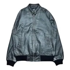 Vintage 80s【本革】立ち襟 レトロ シングル ライダース 革ジャン